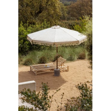 Tongariki Teak En Katoenen Parasol Ø300 Cm & Tumanggal Blanco - Sklum