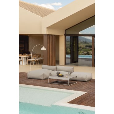Porto Tuinset Met 2-delige Modulaire Chaise Longue Bank, Poef En Salontafel Bruin - Mokka - Sklum