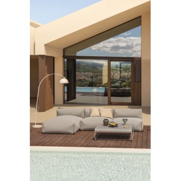 Porto Tuinset Met 3-delige Modulaire Chaise Longue Bank En Salontafel Bruin - Mokka - Sklum