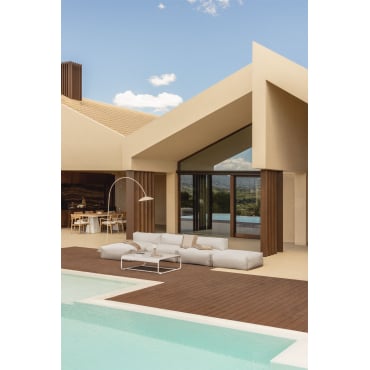 Porto Tuinset Met 3-delige Modulaire Chaise Longue Bank, Poef En Salontafel Tapioca Beige - Sklum