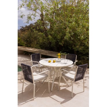 Ronde Aluminium Tuinset Valerie Gardenia Wit & Ø100 Cm - Sklum