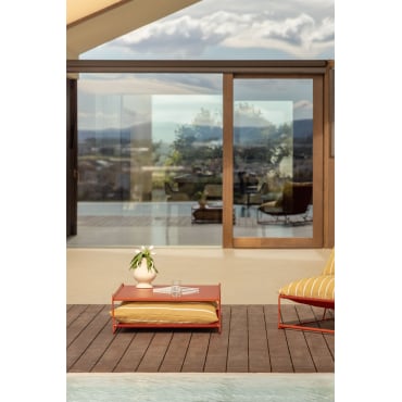 Amaro Bijzettafel Voor Tuin, Om Te Vormen Tot Poef, Van Staal Honing Geel - Rood – Klei - Sklum