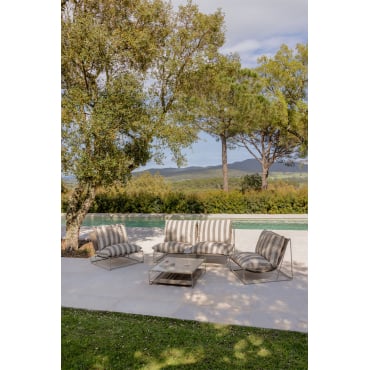 Tuinset Met Modulaire 2-delige Bank, 2 Fauteuils En Converteerbare Bijzettafel Amaro Tapioca Beige - Bruin - Mokka - Sklum