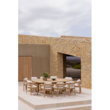 Set Van Ovale Tafel ↔︎260 Cm Danara En 10 Tuinstoelen Van Acaciahout Uleno Lichte Acaciekleur - Sklum