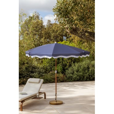 Jarko Parasol Ø230 Cm In Stof En Staal Marine Blauw - Sklum