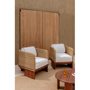 Set Van 2 Famara Tuinstoelen Van Rotan En Acaciahout Acacia Bruin - Sklum