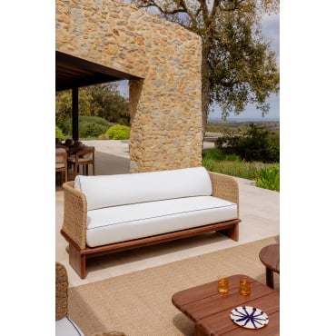 Famara 3-zits Tuinbank In Rotan En Acaciahout Acacia Bruin - Sklum