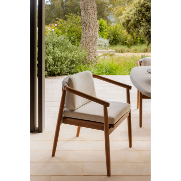 Pakket Van 4 Tuinstoelen Met Armleuningen In Eucalyptushout Aderyn Natuurlijk Hout - Sklum