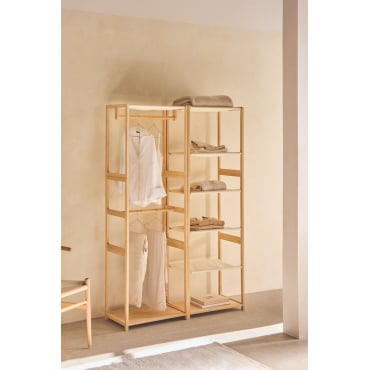 Deneb Bamboe 2-delige Open Modulaire Kledingkast Met Planken En Kledingrek Natuurlijk - Sklum