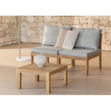 Tuinset Met Een Modulaire Bank In 2 Delen En Een Salontafel In Filips Acaciahout Grijs – Koel - Sklum