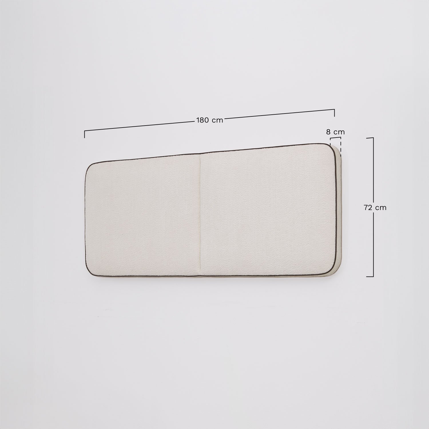 Hoofdeinde in bouclé van 180 cm Romeo, AFMETINGEN