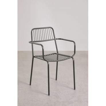 Set Van 4 Elton Stapelbare Tuinstoelen Met Armleuningen Zwarte Koolstof - Sklum