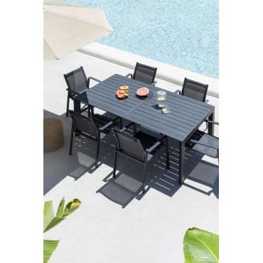 Rechthoekige Tuintafel 180-240x100 Cm Uitschuifbaar In Aluminium Starmi Grijs – Grafiet - Sklum