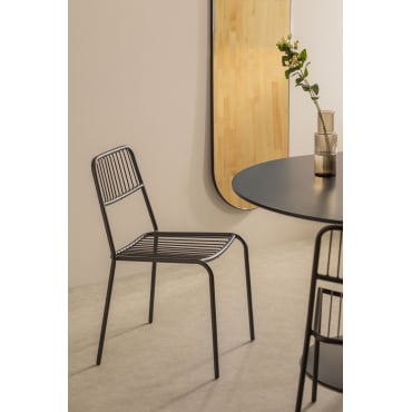 Set Van 2 Stapelbare Eetkamerstoelen Van Staal Elton Zwarte Koolstof - Sklum