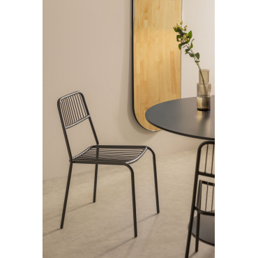 Set Van 4 Elton Stapelbare Eetkamerstoelen Zwarte Koolstof - Sklum