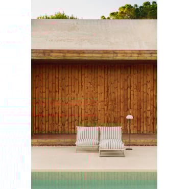 Amaro 2-delige Modulaire Tuinbank En Omvormbare Voetenbank Tapioca Beige - Marine Blauw - Sklum