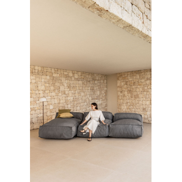 Dojans 3-delige Modulaire Tuin Chaise Longue Bank Gris Granito - Sklum