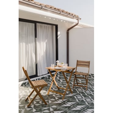 Vierkante Tafelset (60x60 Cm) En 2 Opvouwbare Tuinstoelen In Acaciahout Delawer Acacia Bruin - Sklum