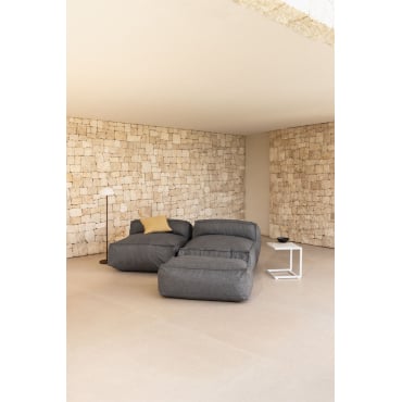 2-delige Modulaire Tuinbank Met Poef Dojans Gris Granito - Sklum