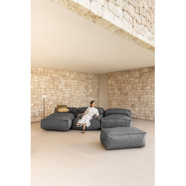 3-delige Modulaire Chaise Longue Bank En Bladerdeeg Voor Tuindojans Gris Granito - Sklum