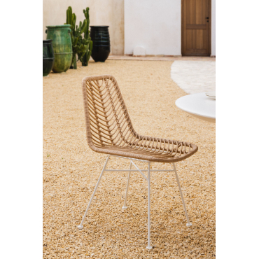 Set Van 2 Tuinstoelen In Synthetisch Riet Natuurlijk Gouda Natuurlijk & Wit & Geen Kussen - Sklum