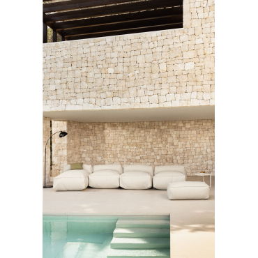 Dojans 4-delige Modulaire Chaise Longue Bank En Tuinpoef Beige - Semoline - Sklum