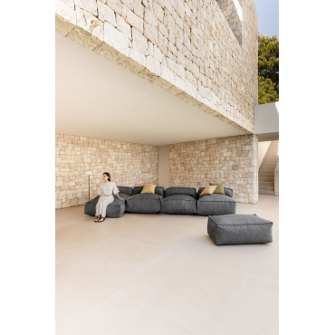Dojans 4-delige Modulaire Chaise Longue Bank En Tuinpoef Gris Granito - Sklum