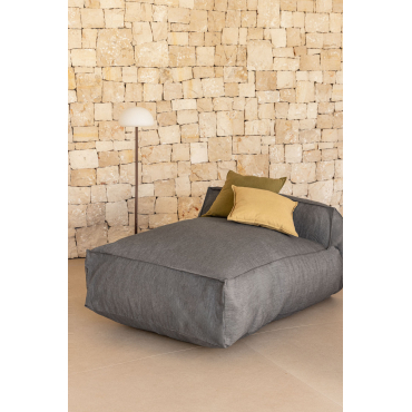Tuin Chaise Longue Fauteuil In Dojans Stof Gris Granito - Sklum