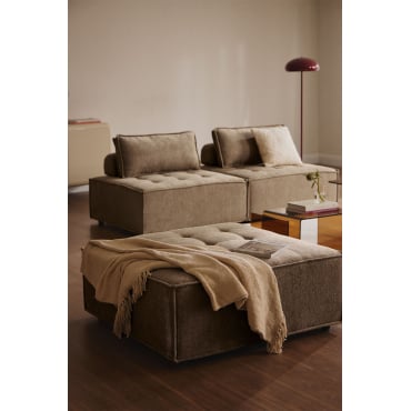 Vermont Stoffen Poef Stof Zandbruin - Sklum