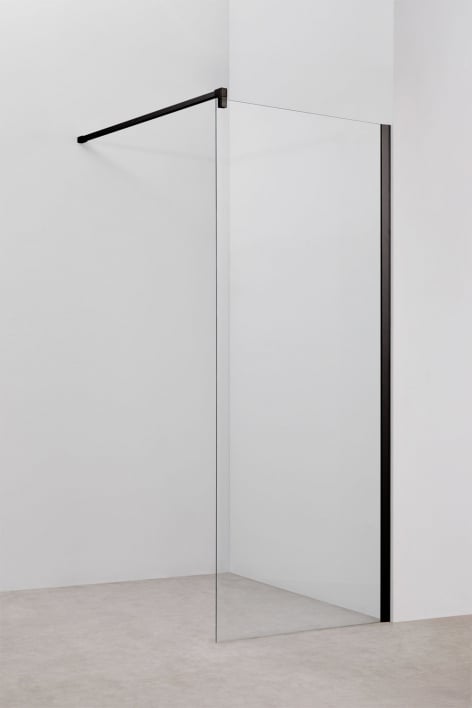 Vaste douchewand 80x195 cm, 8 mm helder gehard glas en mat zwart Bristol aluminium