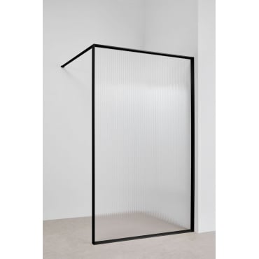 Vaste Douchewand Met 5 Mm Gehard Glas En Trafalgar Aluminium Matzwart & Transparant Gegolfd & 120 X 195 Cm - Sklum