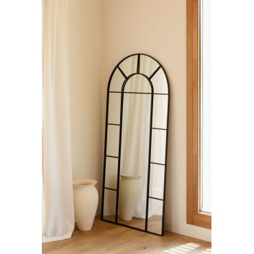Diana Metalen Wandspiegel Met Raameffect 80x180 Cm Zwart - Sklum