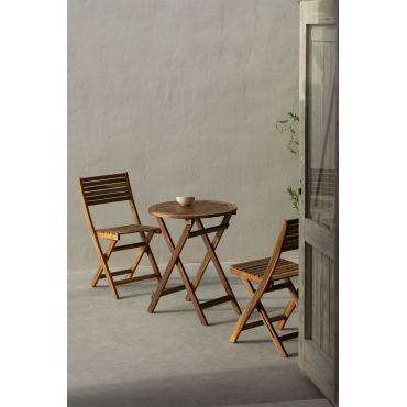 Set Van Ronde Tafel (ø60 Cm) En 2 Opvouwbare Tuinstoelen In Acaciahout Delawer Acacia Bruin - Sklum