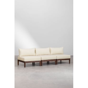 Giulia 3-delige Modulaire Bank In Acaciahout Beige – Crème - Sklum
