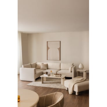 4-delige Modulaire Hoekbank Links In Artemisa Bouclé Stof Crèmebeige Boucléstof - Sklum