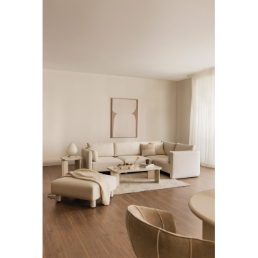 4-delige Modulaire Hoekbank En Poef In Artemisa Bouclé Stof Crèmebeige Boucléstof - Sklum