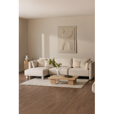 3-delige Modulaire Bank Met Chaise Longue Links In Artemisa Bouclé Stof Crèmebeige Boucléstof - Sklum