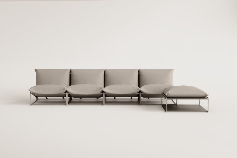 4-delige modulaire tuinbank met poef Amaro