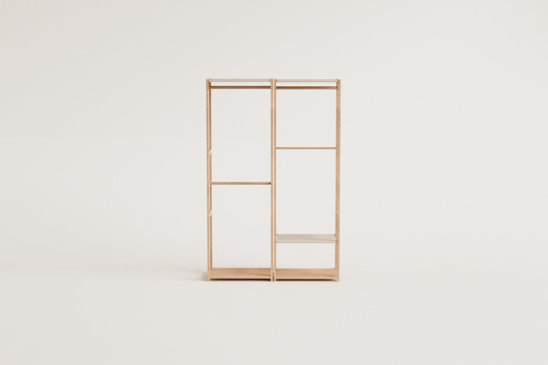 Deneb 2-delige open modulaire kledingkast met bamboe kledingrek
