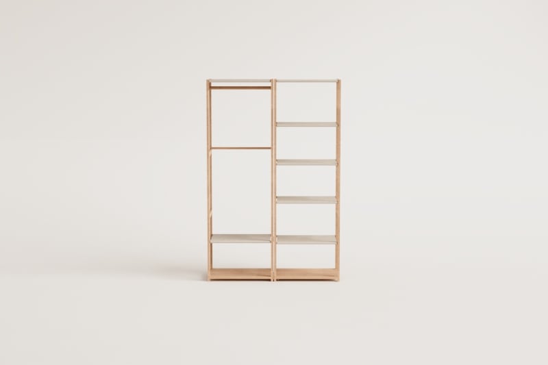Deneb Bamboe 2-delige open modulaire kledingkast met planken, rek en kledingrek