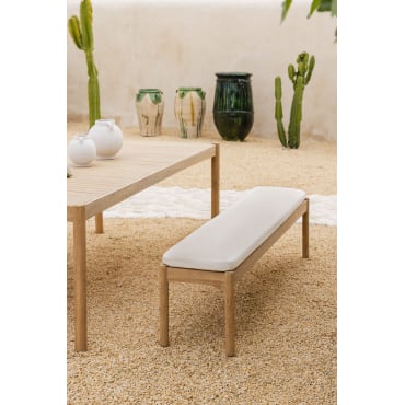 Tuinbank 180 Cm In Acaciahout En Karvia-stof Acacia Bruin & Stof Wit - Sklum