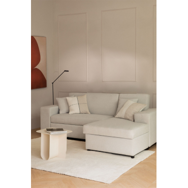 3-zits Slaapbank Met Rechter Chaise Longue In Stof Umay Stof Crème Beige - Sklum