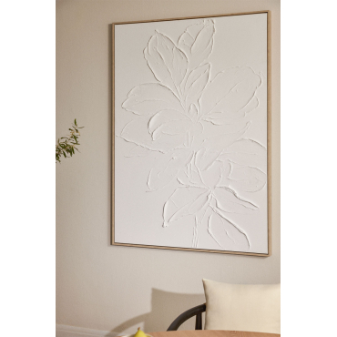 Decoratief Schilderij 100x140 Cm Handgeschilderd Met Cenfix Reliëf Wit - Sklum