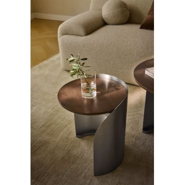 Xireisa Ronde Bijzettafel In Mangohout En Roestvrij Staal Ø35 Cm - ↑45 Cm - Sklum
