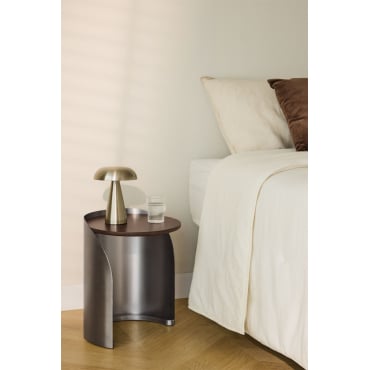 Rond Nachtkastje Van Mangohout En Roestvrij Staal Xireisa Ø35 Cm - ↑45 Cm - Sklum