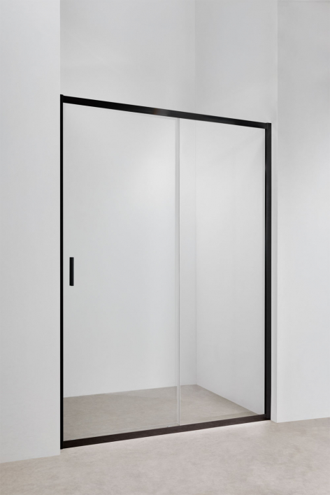 Douchewand 140x195 cm schuifdeur met soft closing, 6 mm gehard glas en mat zwart aluminium Dover