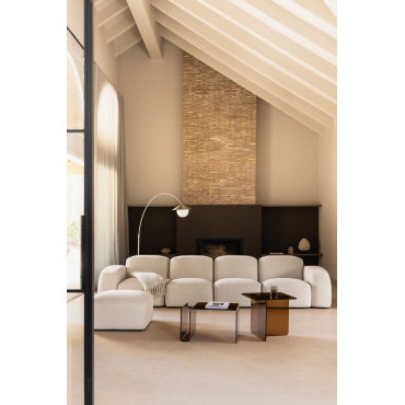 Bastian 4-delige Modulaire Bank En Poef Dikke Chenille Stof Wit - Sklum