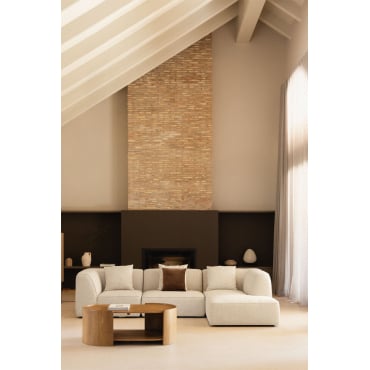 Cardea Gestoffeerde 3-delige Chaise Longue Modulaire Bank Rechts Crèmebeige Boucléstof - Sklum