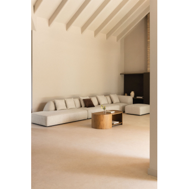 Cardea 4-delige Modulaire Hoekbank Met Chaise Longue Links En Gestoffeerde Poef Crèmebeige Boucléstof - Sklum