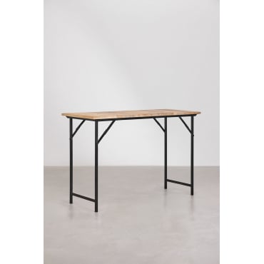 Rechthoekige Hoge Tafel 160x65 Cm In Mangohout En Fer Metaal Zwarte Koolstof - Sklum